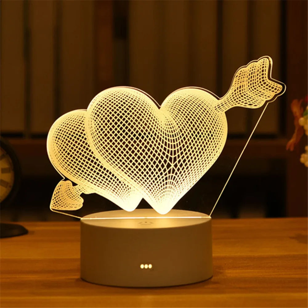 Romantyczny Neon LED 3D Love - Lampka Nocna na Walentynki