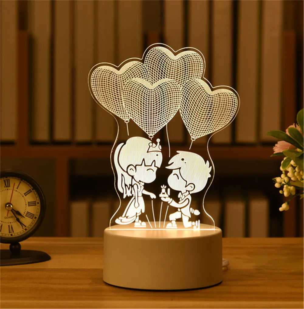 Romantyczny Neon LED 3D Love - Lampka Nocna na Walentynki