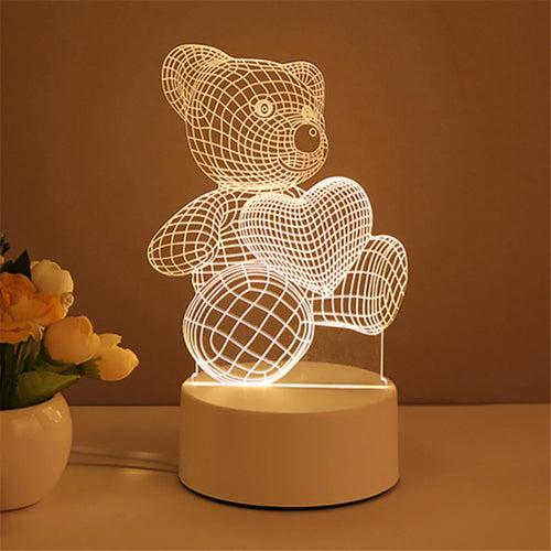 Romantyczny Neon LED 3D Love - Lampka Nocna na Walentynki