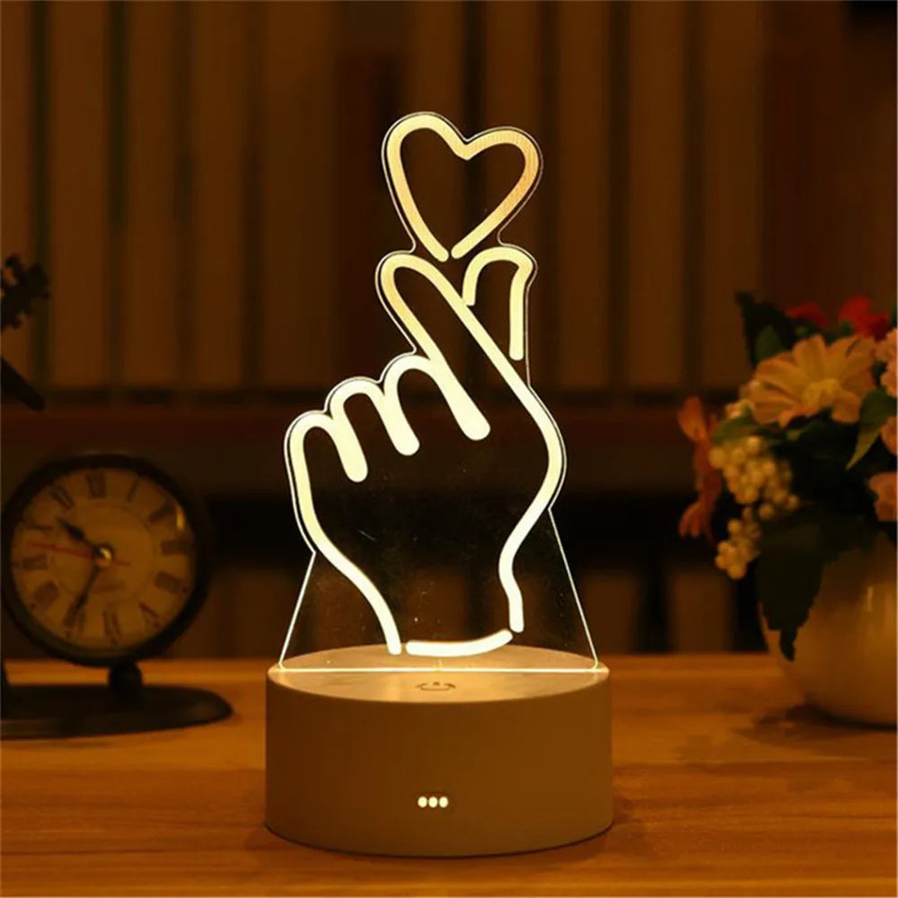 Romantyczny Neon LED 3D Love - Lampka Nocna na Walentynki