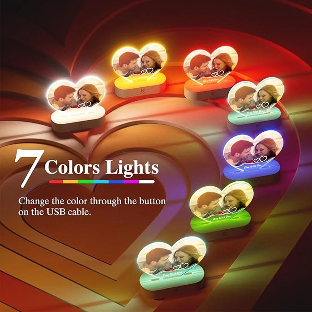 Spersonalizowana Ramka LED ze Zdjęciem - Prezent na Walentynki